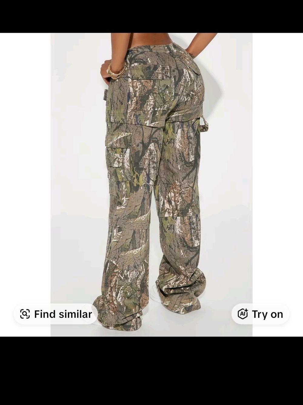 Fashion Nova Realtree Camo Cargo Wide-Leg Pants - Green/Brown